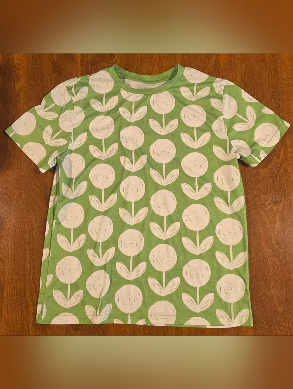 Shein Green Floral Graphic Tee